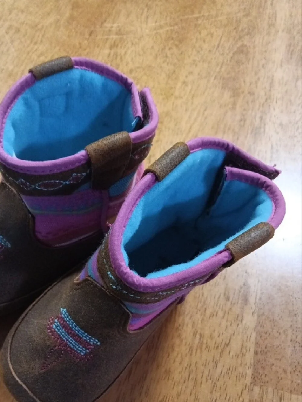 Girls Baby Walker Boots with Colorful Stripe Shaft Infant Size